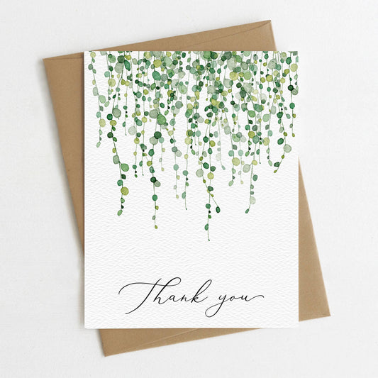 Thank You Greenery Greeting Card, Plant thanks, botanical