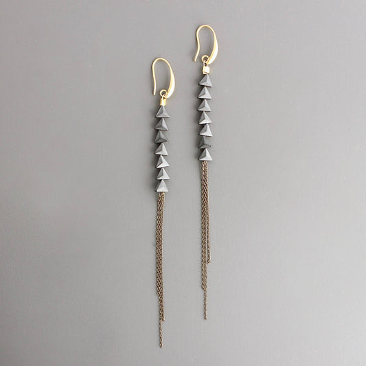Hematite and brass ox chain earrings