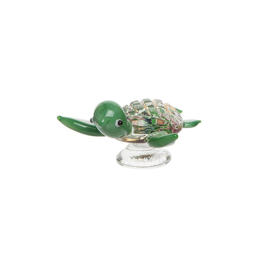 Mini Green Glass Turtle On Stand