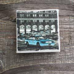 Taxi Cab on 4"x4" Canvas