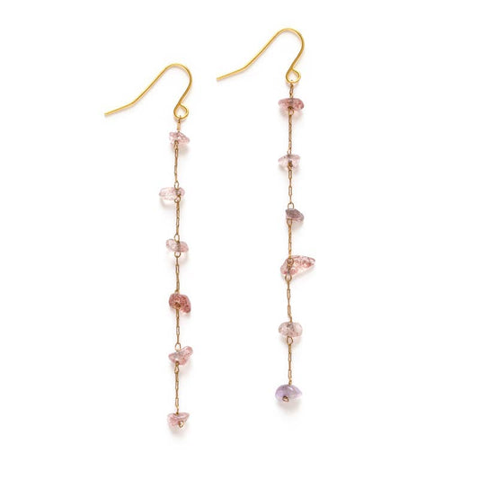 Gemstone Chips Earrings - Rose Quartz