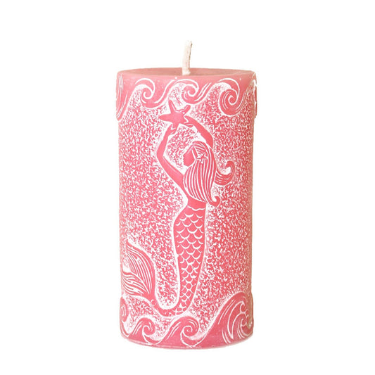 Pink Pillar Mermaid Candle
