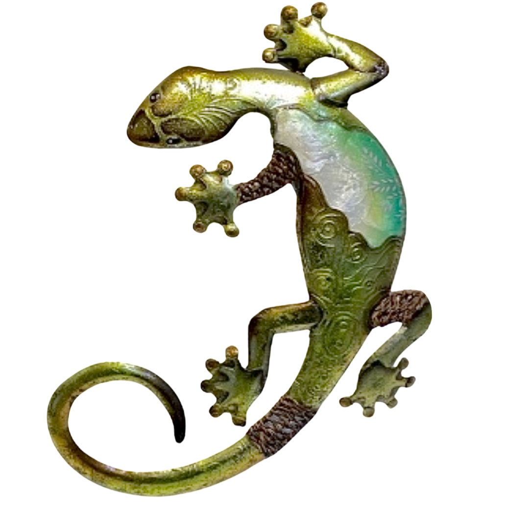 Capiz Shell & Metal Gecko Wall Art – Sea Glass