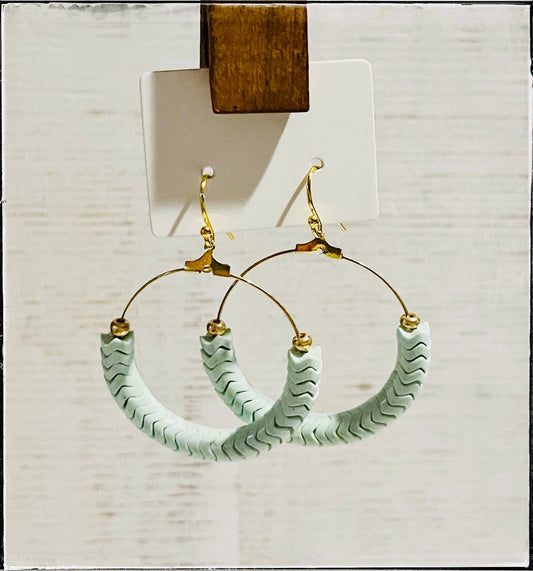 Glass Hoop Dangle Statement Chandelier Earring Mint Green