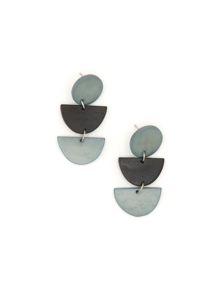 Dark Half Moon Stacked Earrings