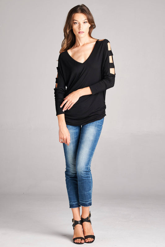 Black Open Shoulder 3/4 sleeve