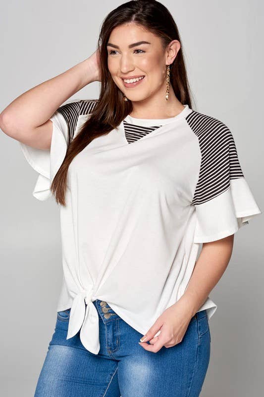Casual French Terry Front Knot Top